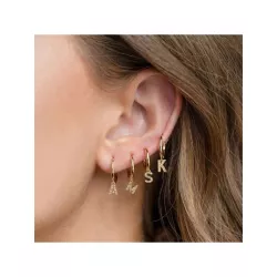 1 par inicial Pendientes moda Mujer pavimentar zirconia cúbica con letra Pendientes para mujeres