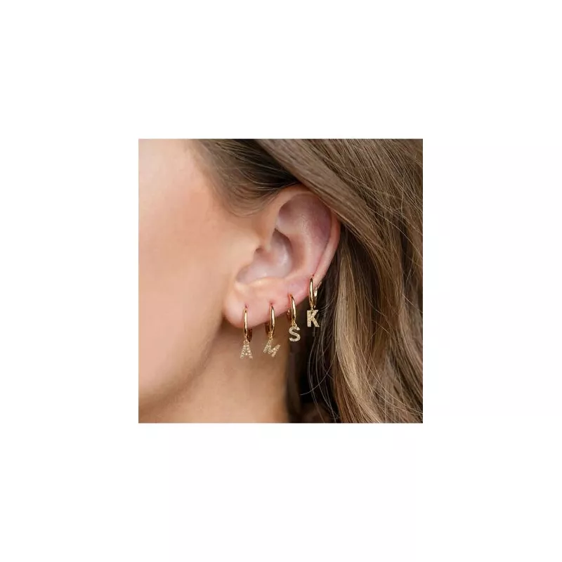 1 par inicial Pendientes moda Mujer pavimentar zirconia cúbica con letra Pendientes para mujeres