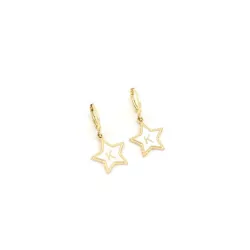 1 par Pendientes moda de acero inoxidable con estrella inicial para mujeres