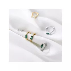 1 par Pendientes de aro simple zirconia cúbica plata 925 adecuado para de mujeres uso diario