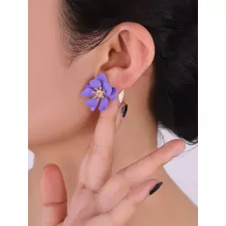 1 par Pendientes de tachuela de moda flor para mujeres para regalo de citas