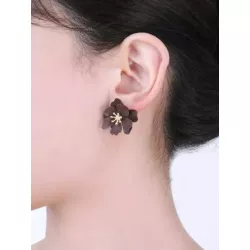 1 par Pendientes de tachuela de moda flor para mujeres para regalo de citas