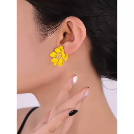 1 par Pendientes de tachuela de moda flor para mujeres para regalo de citas