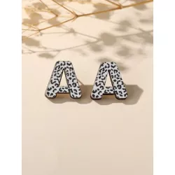 Pendientes de tachuela estilo bohemio simple & de moda de doble capa madera alfabeto , adecuado para uso diario