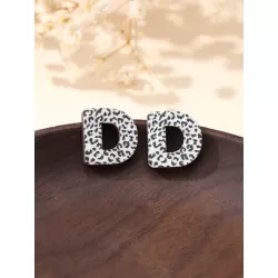 Pendientes de tachuela estilo bohemio simple & de moda de doble capa madera alfabeto , adecuado para uso diario