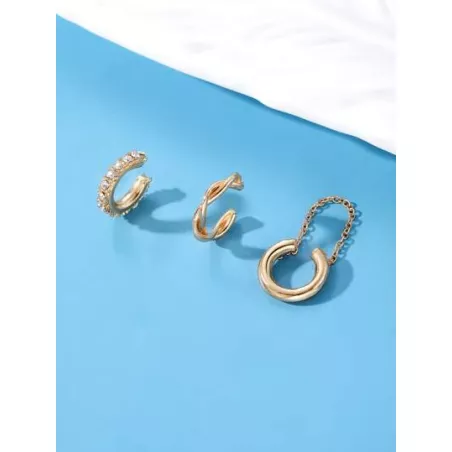 3 piezas de mujeres con cadena con perforar masa frita giros oreja Clip Set