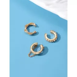 3 piezas de mujeres con cadena con perforar masa frita giros oreja Clip Set