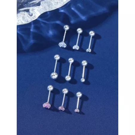 9 piezas/set Pendientes de tachuela zirconia cúbica adorno