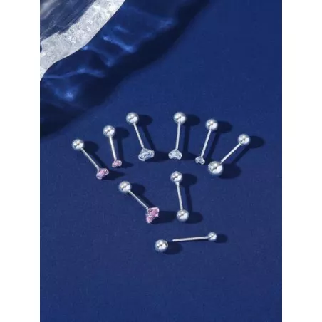 9 piezas/set Pendientes de tachuela zirconia cúbica adorno