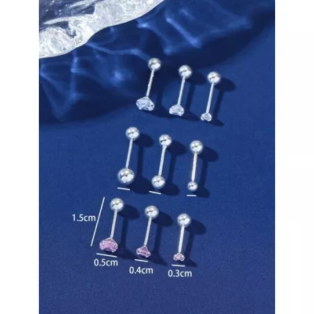 9 piezas/set Pendientes de tachuela zirconia cúbica adorno