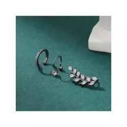 3 piezas incrustado zirconia cúbica oreja de trigo Clip Set para mujeres parejas vintage industria pesada fiesta Bisutería regal