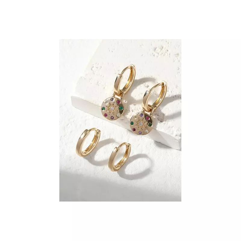 4 piezas/set Pendientes zirconia cúbica adorno