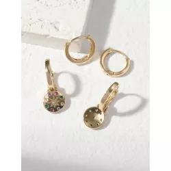 4 piezas/set Pendientes zirconia cúbica adorno