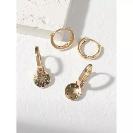 4 piezas/set Pendientes zirconia cúbica adorno