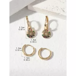 4 piezas/set Pendientes zirconia cúbica adorno