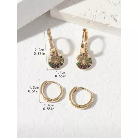 4 piezas/set Pendientes zirconia cúbica adorno