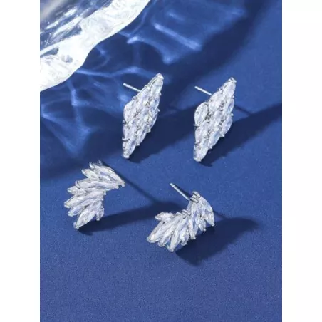 4 pares/set Pendientes de tachuela geométricos atractivo zirconia cúbica ala & para mujeres para fiesta