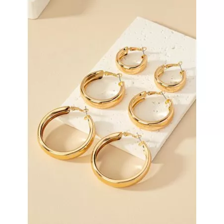 3 pares/set Pendientes de aro minimalista