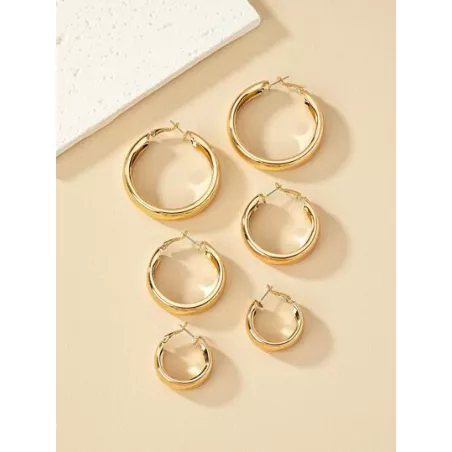 3 pares/set Pendientes de aro minimalista