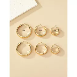 3 pares/set Pendientes de aro minimalista