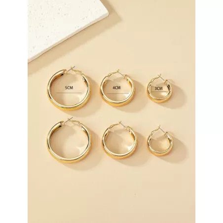 3 pares/set Pendientes de aro minimalista