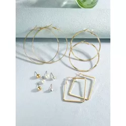 6 pares/set Pendientes de moda con diamante de imitación & con adorno de corazón para mujeres para decoración diaria