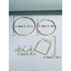 6 pares/set Pendientes de moda con diamante de imitación & con adorno de corazón para mujeres para decoración diaria