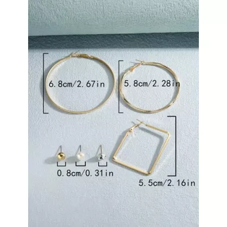 6 pares/set Pendientes de moda con diamante de imitación & con adorno de corazón para mujeres para decoración diaria