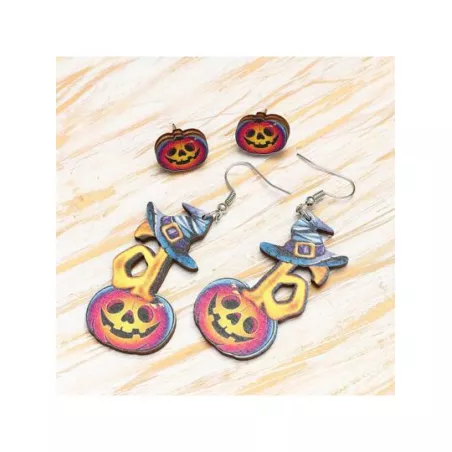 2 pares/set Pendientes Halloween con patrón de calabaza