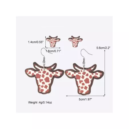 4 pares/set Pendientes largos vaca