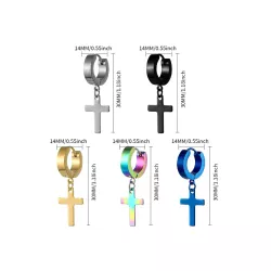 5 pares de cruzado Pendientes colgante con bisagras Hombres Pendientes de acero inoxidable cruzado Pendientes de aro para hombre