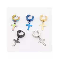 5 pares de cruzado Pendientes colgante con bisagras Hombres Pendientes de acero inoxidable cruzado Pendientes de aro para hombre