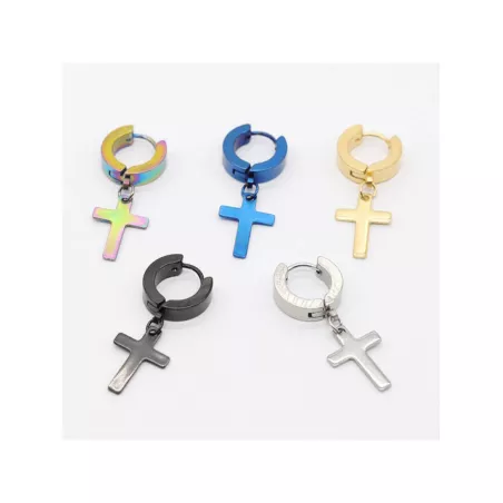 5 pares de cruzado Pendientes colgante con bisagras Hombres Pendientes de acero inoxidable cruzado Pendientes de aro para hombre