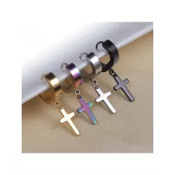 5 pares de cruzado Pendientes colgante con bisagras Hombres Pendientes de acero inoxidable cruzado Pendientes de aro para hombre