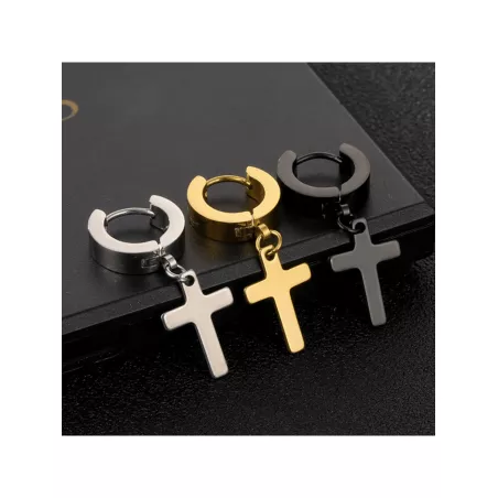 5 pares de cruzado Pendientes colgante con bisagras Hombres Pendientes de acero inoxidable cruzado Pendientes de aro para hombre