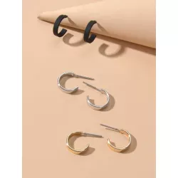 3 pares/set Pendientes de aro abierto moda aleación de zinc minimalista para mujeres para decoración diaria