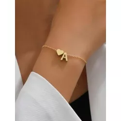 Pulsera con corazón & con diseño de letra