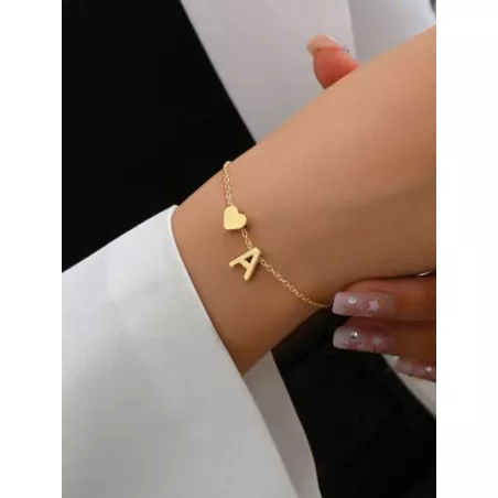 Pulsera con corazón & con diseño de letra