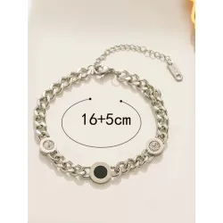 1 pieza Pulsera de acero inoxidable con número romano minimalista personalizado con diseño unico