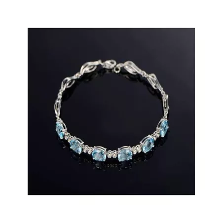 Pulsera decorada con circonitas cúbicas azul claro de 1 pieza