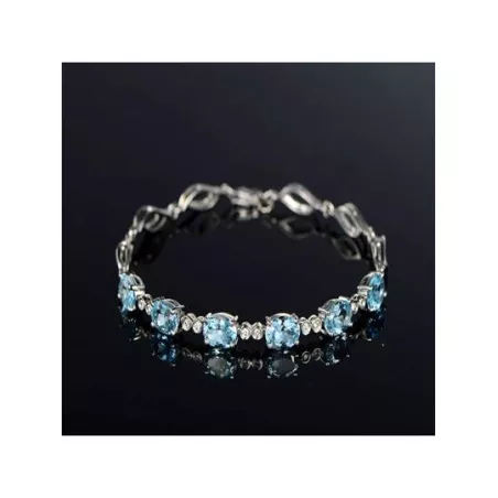 Pulsera decorada con circonitas cúbicas azul claro de 1 pieza