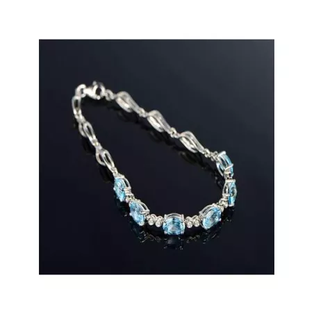 Pulsera decorada con circonitas cúbicas azul claro de 1 pieza