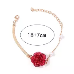 1 pieza Pulsera de cadena espléndido rosa flor & con perla serpiente