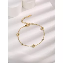 1 pieza Pulsera de cadena simple de acero inoxidable dorado color con diseño de diamante de imitación para mujeres para decoraci