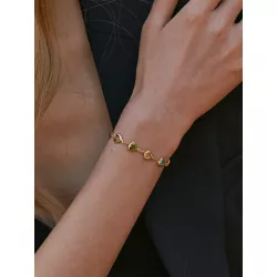 1 pieza Pulsera de cadena simple cobre multicolor con corazón para mujeres para decoración diaria