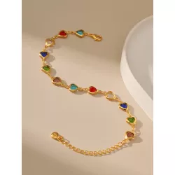 1 pieza Pulsera de cadena simple cobre multicolor con corazón para mujeres para decoración diaria