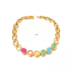 1 pieza Pulsera de cadena moda cobre de colores zirconia cúbica aojo con corazón con diseño redondo para mujeres para decoración