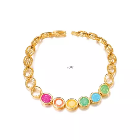 1 pieza Pulsera de cadena moda cobre de colores zirconia cúbica aojo con corazón con diseño redondo para mujeres para decoración