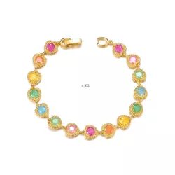 1 pieza Pulsera de cadena moda cobre de colores zirconia cúbica aojo con corazón con diseño redondo para mujeres para decoración