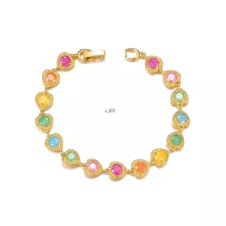 1 pieza Pulsera de cadena moda cobre de colores zirconia cúbica aojo con corazón con diseño redondo para mujeres para decoración